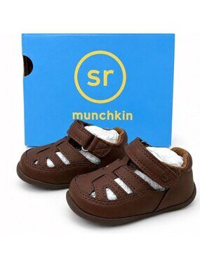 Stride Rite Joey Supportive Brown Infant Boy First Walker Shoes Size 3 Hook Loop